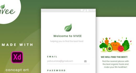 Vivee Food Searcher App for Adobe XD