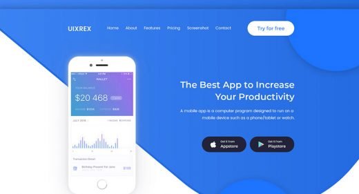 App Landing page template for XD (v2)