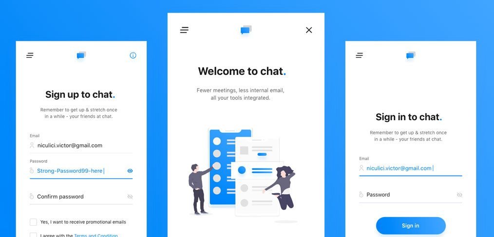 Chat app signup screen