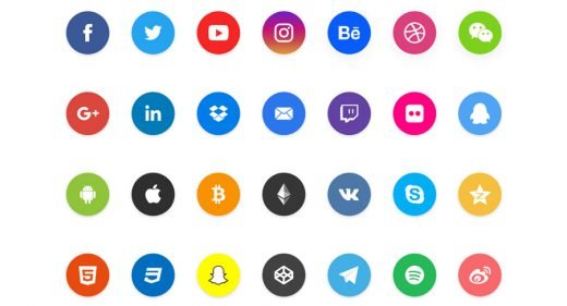 Social share XD icons set