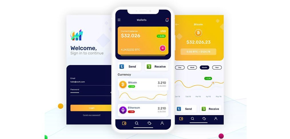 Crypto Wallets Mobile Concept