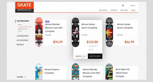 Skate Shop XD Website Interaction