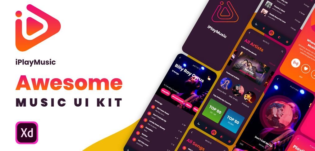 XD Music App Free UI kit