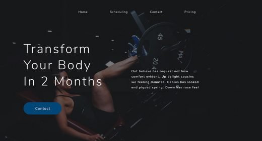Free Gym website template for XD