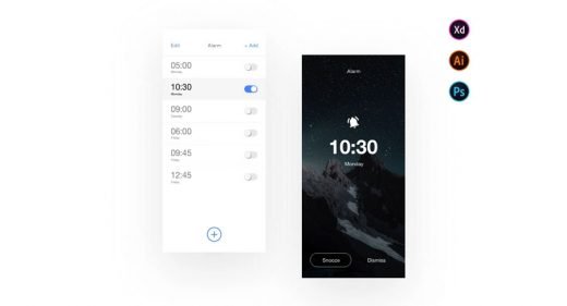 Clock Alarm mobile app XD template