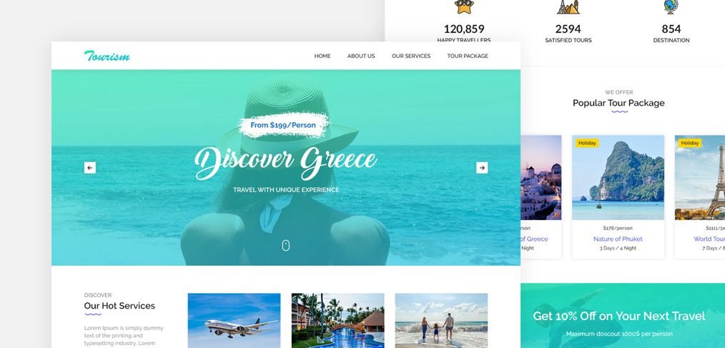 Free Travel website XD template