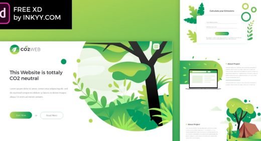 Nature free website template for XD