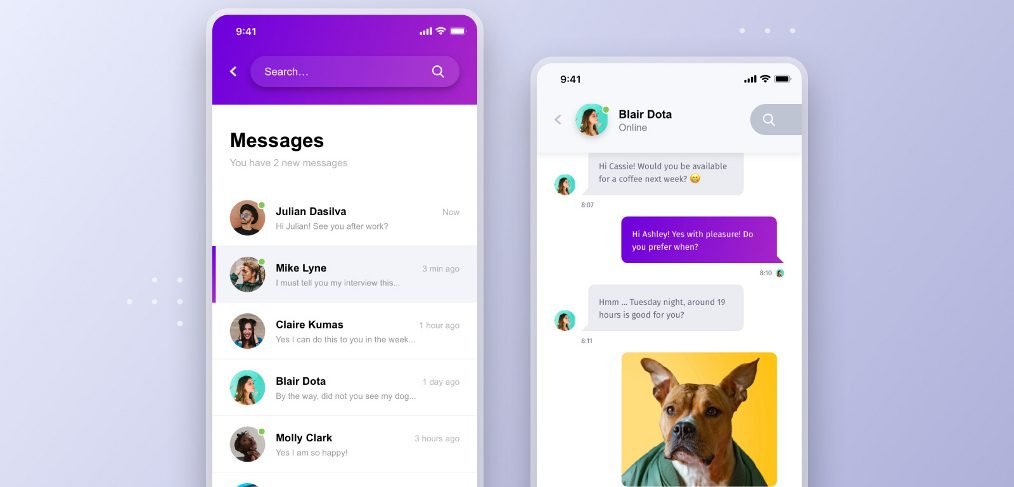 Chat app mobile template for XD