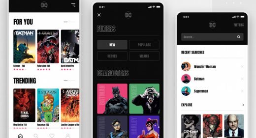 DC comics XD mobile app concept