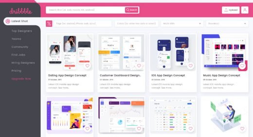 Dribbble redesign XD template