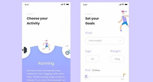Fitness app mobile concept for XD