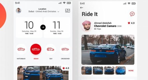 Adobe XD Car rental app concept