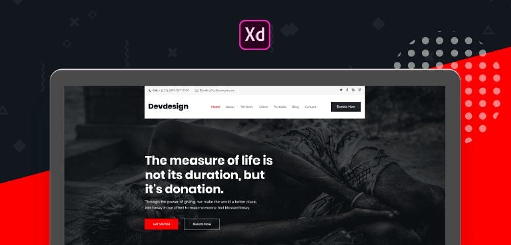 Charity website XD template