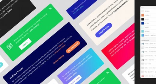 Cookie banner UI kit for XD