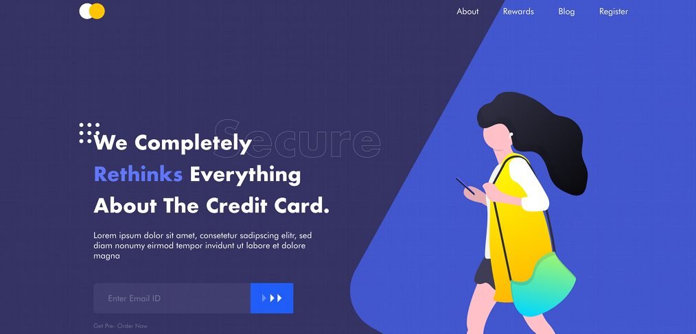 Payment card XD landing page template