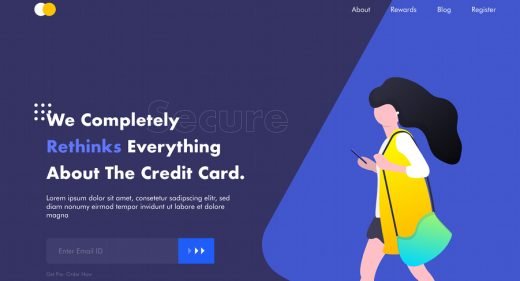 Payment card XD landing page template