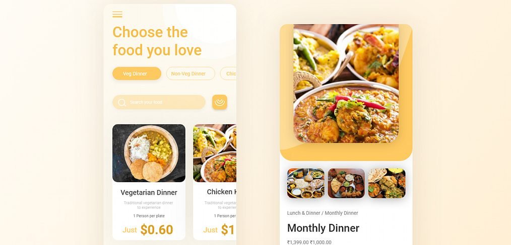 Food and cuisine app XD concept