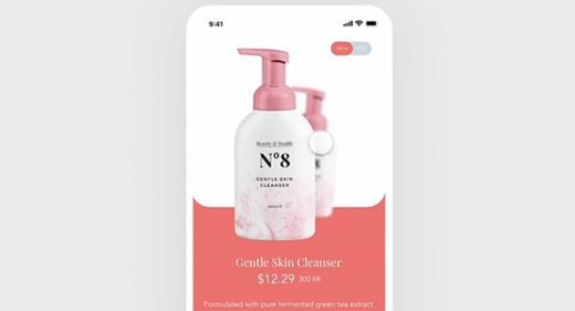 XD Beauty product screen and animation