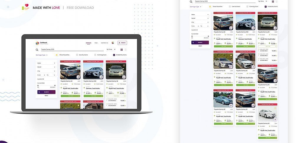 Cars classified website XD template