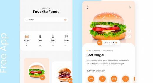 Food mobile app concept for XD