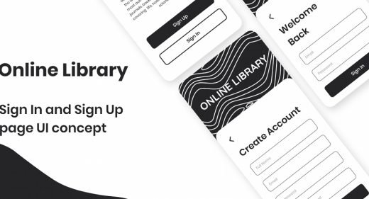 Library login/signup XD wireframe
