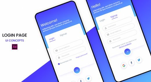 Signup/login XD mobile template