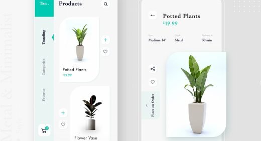 Plants app template for Adobe XD