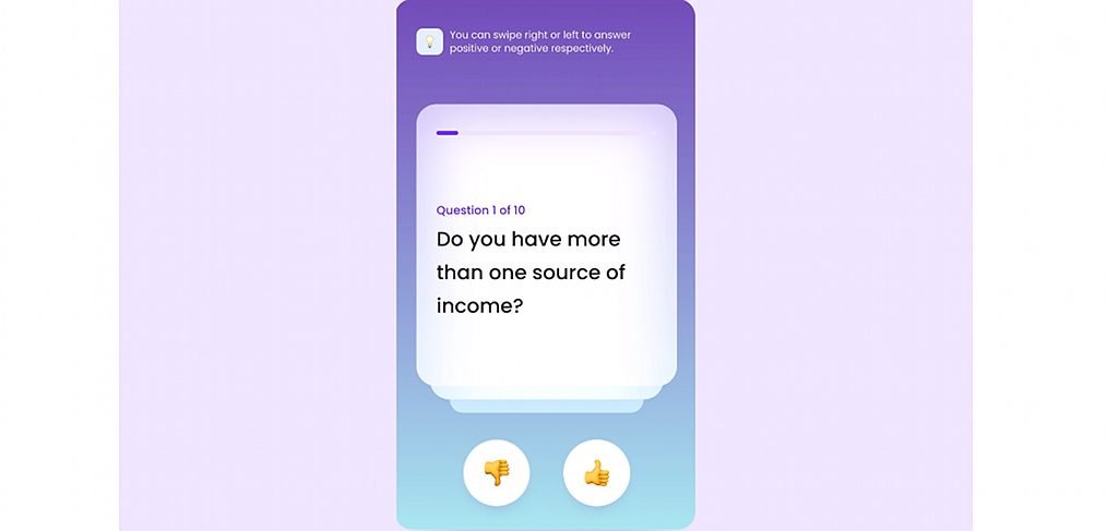 Animated swipe XD questionnaire