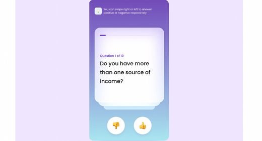 Animated swipe XD questionnaire