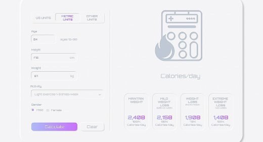 Neumorphic calories XD calculator
