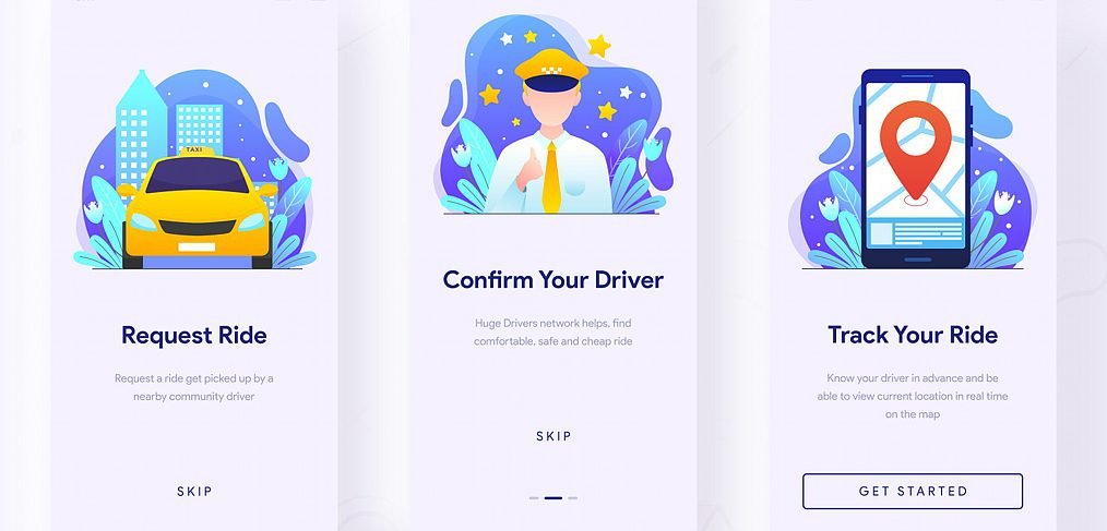 Taxi app template for Adobe XD