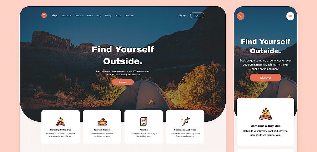 Camping website XD template