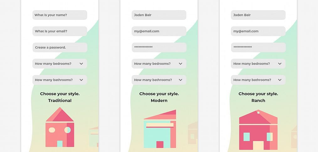 Home finder XD signup template