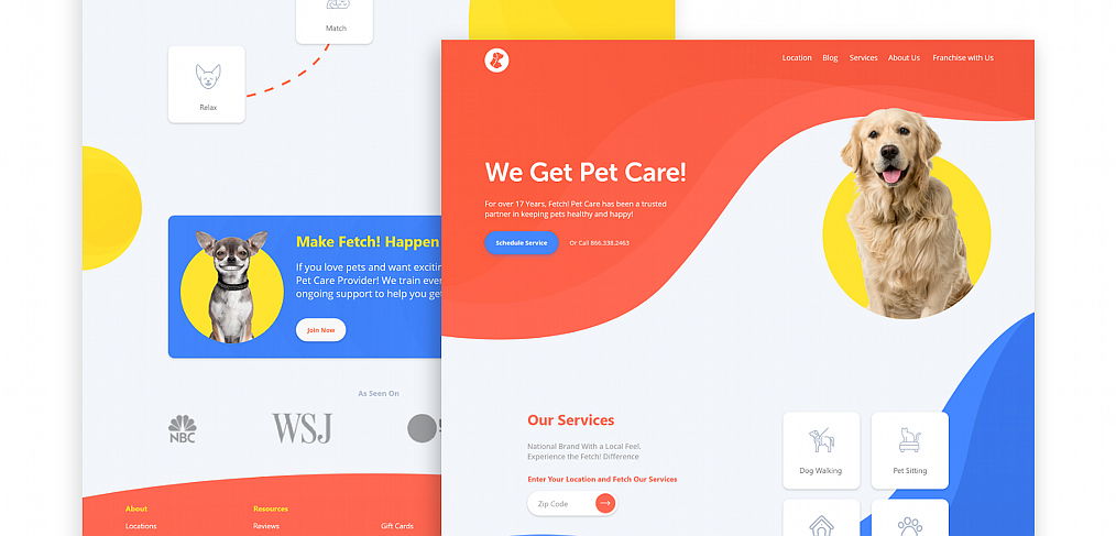 Pet care XD landing page template - XDGuru.com