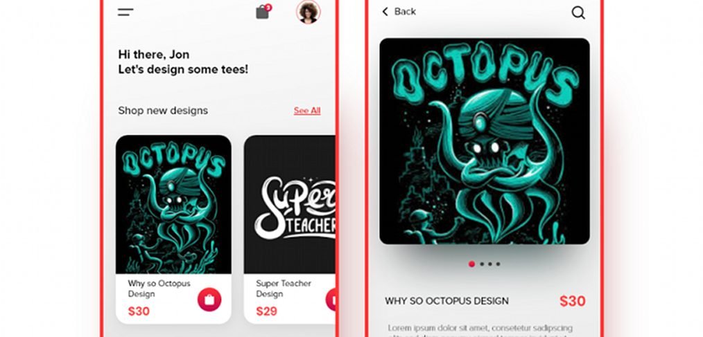 Tshirt Design Store XD App template