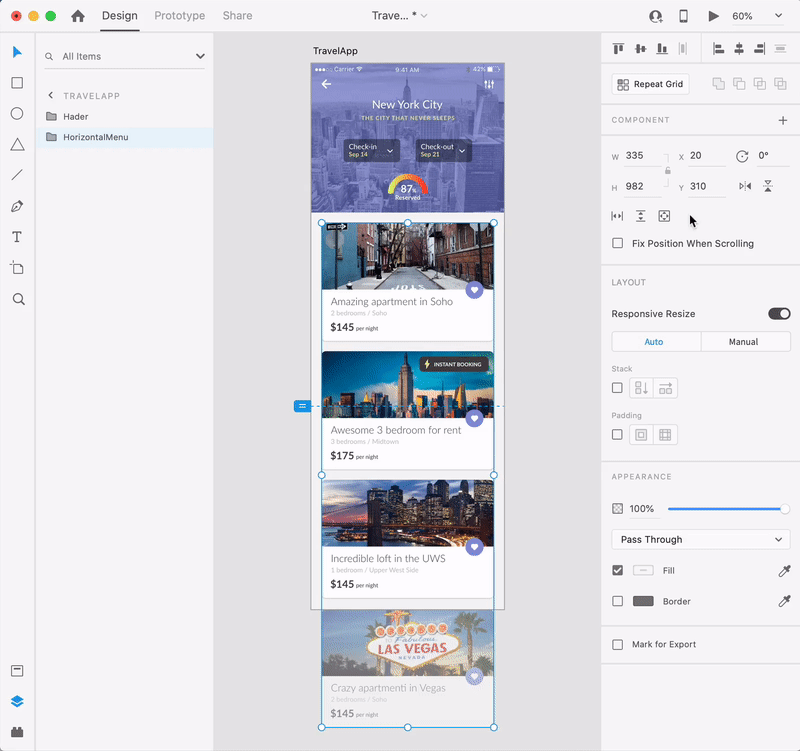 adobe xd scrollable area