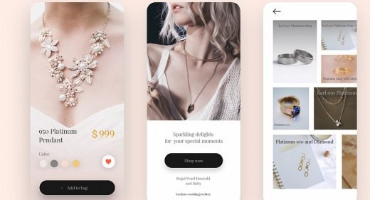 Jewelry shop XD mobile template