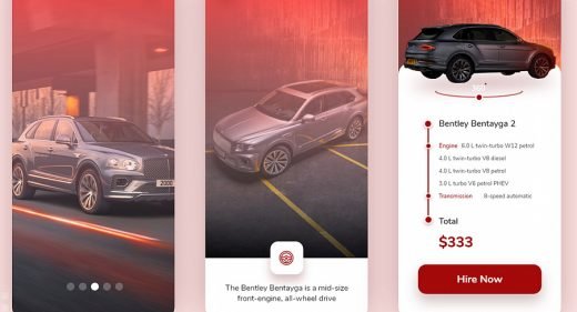 Car rental XD app template