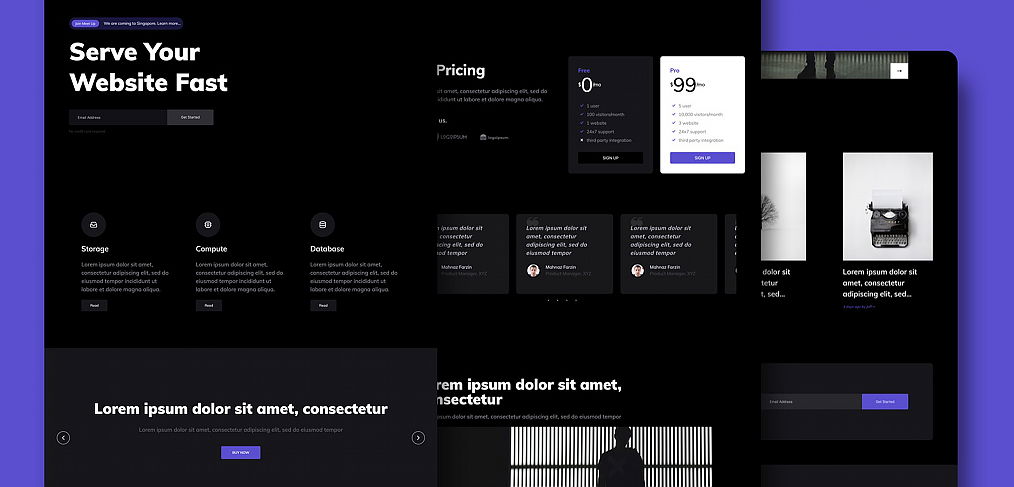 Dark landing page free HTML theme - XDGuru.com