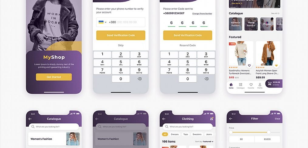 Free XD ecommerce app template