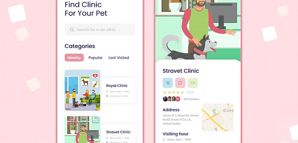 Pet care app XD template