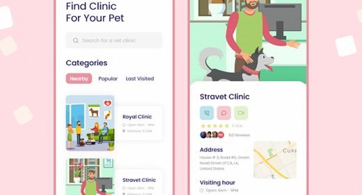 Pet care app XD template