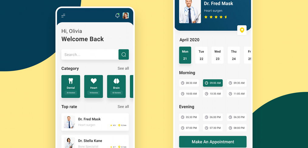 Doctor appointment app ui design