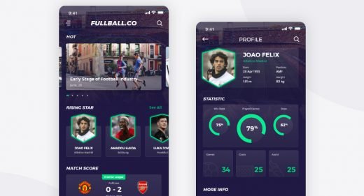 XD football free mobile app template