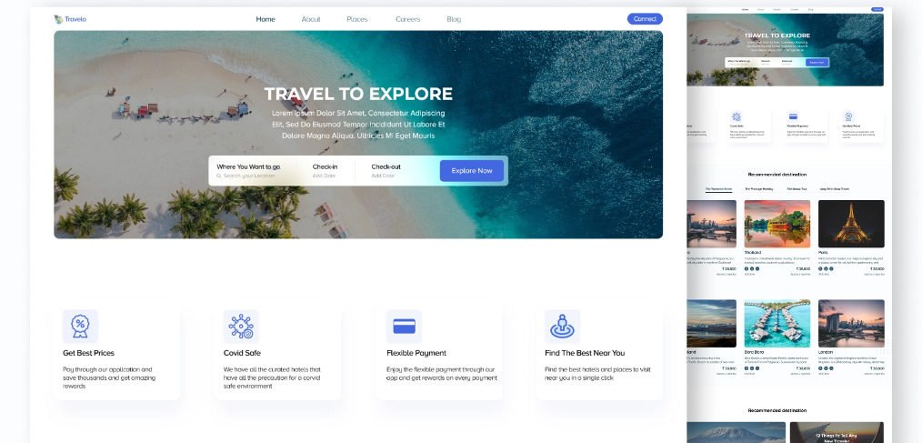 XD new travel website template