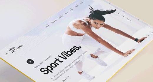 Sport vibes XD homepage templates