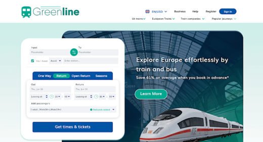 Train booking XD website template