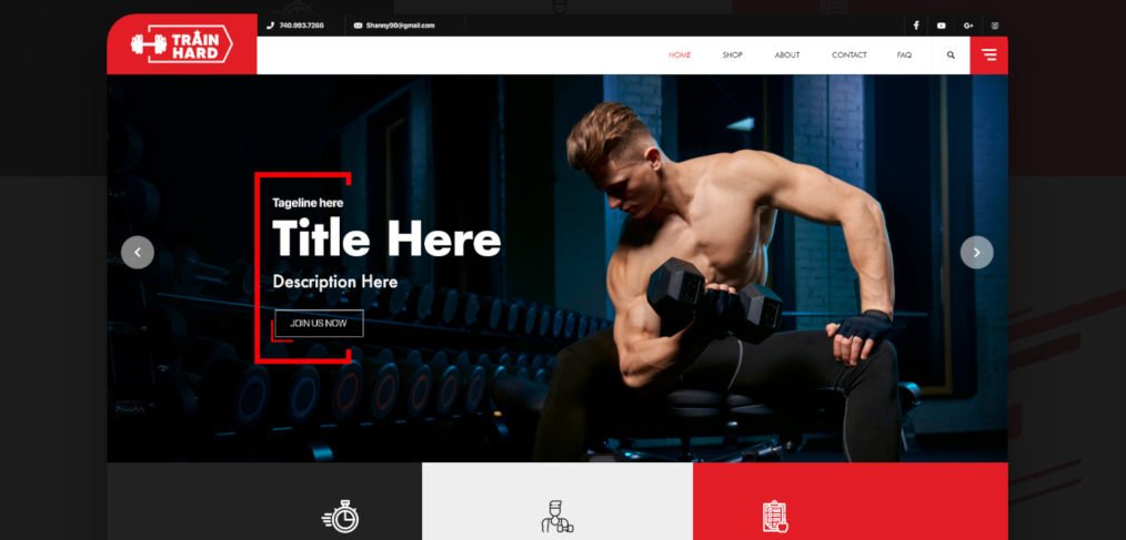Gym / Fitness website template for XD