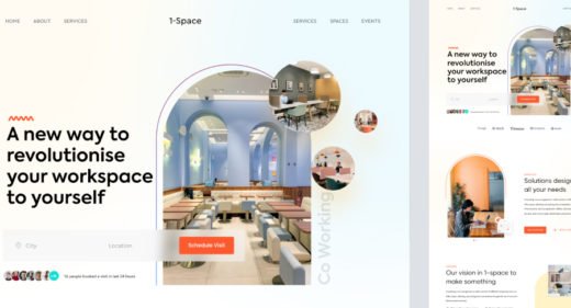 Coworking website template for XD