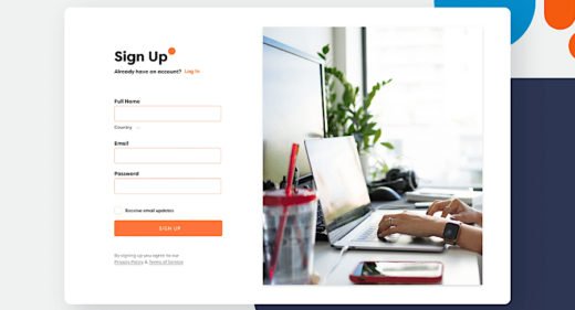 Sign up pages templates for XD